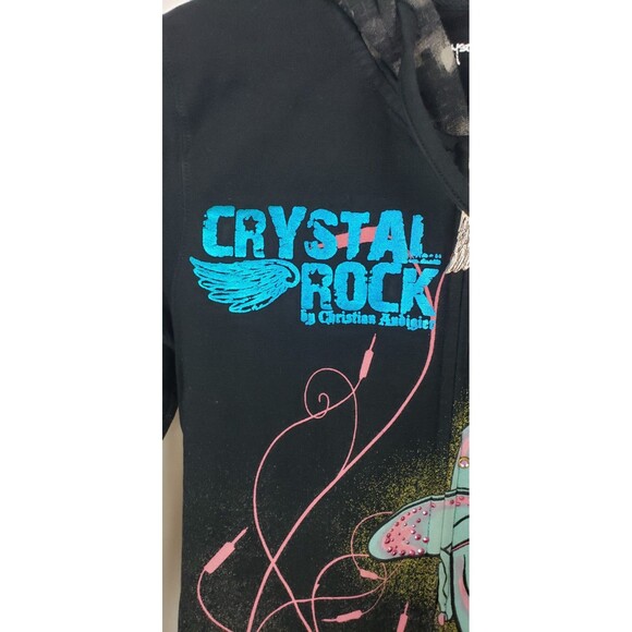 Crystal Rock Jacket XS Y2K Hip Hop Rhinestone Hoodie Christian‎ Audigier NWT - Picture 4 of 11